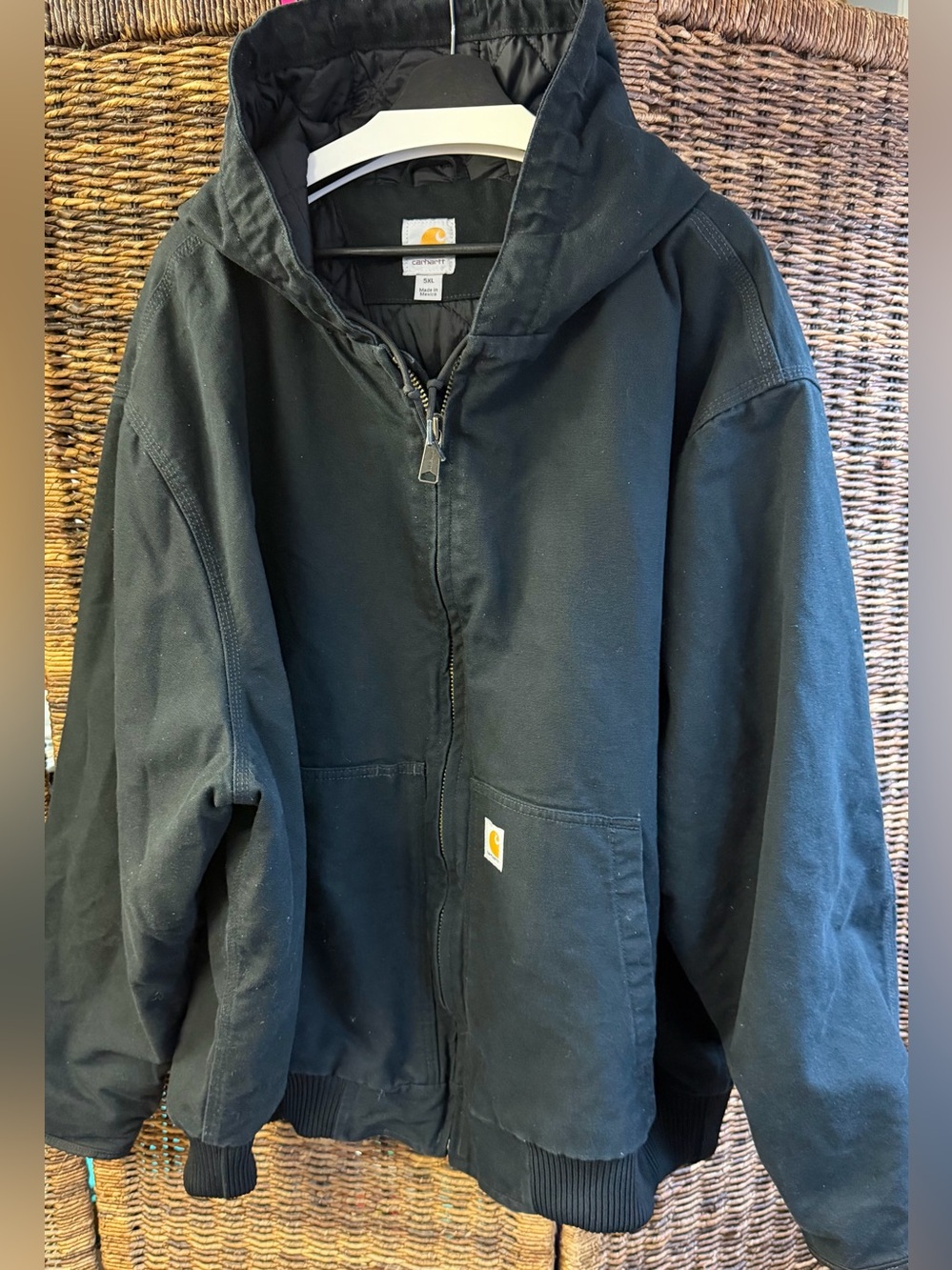 Carhartt - Men’s 5XL Duck Active Black Hooded Work Jacket, 104050